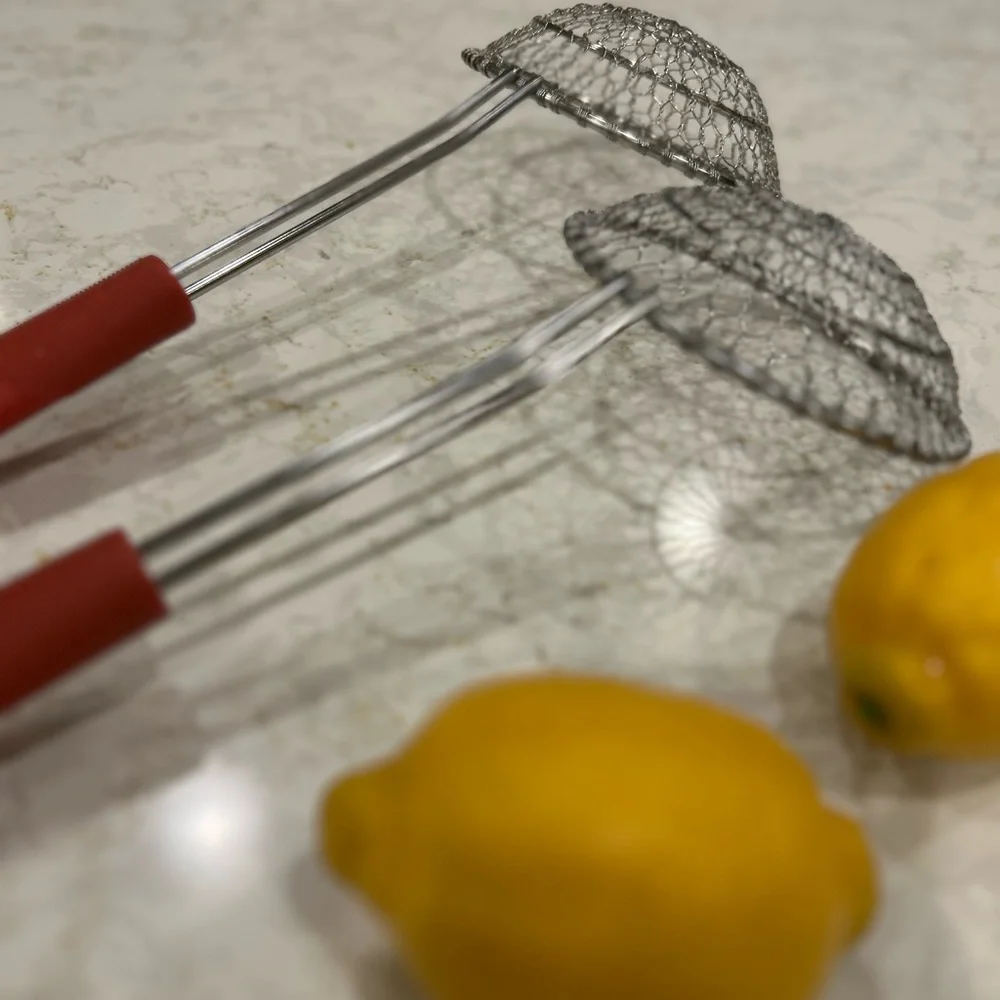 2 Stainless Steel restaurant quality Deep Frying Ladles Professional rust proof